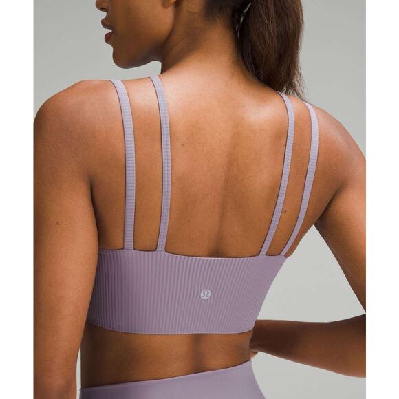 Lululemon Other - Lululemon Like a Cloud Purple Ash Stripe Bralette Medium Support Activewear